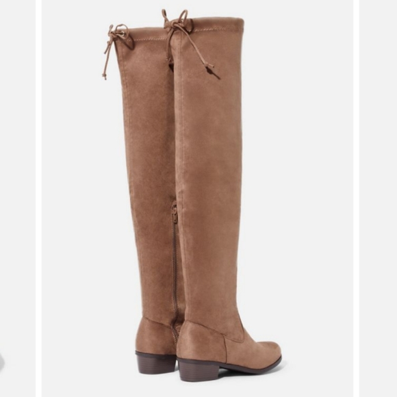 OTK Stretch Suede Flat Boots - Picture 2 of 10